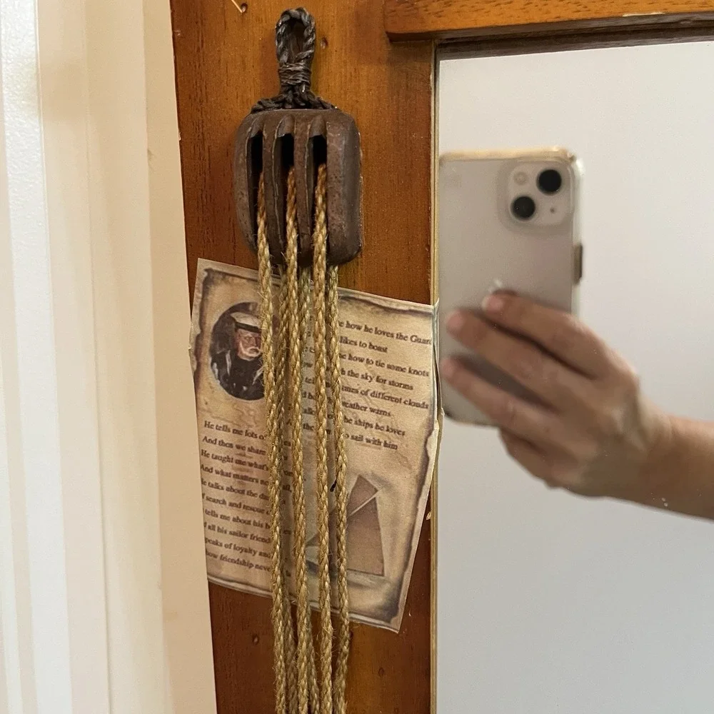 Vintage Wooden Sailor Theme Mirror 3D With Hooks 19.5x13.25